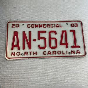 North Carolina vintage plate 2003